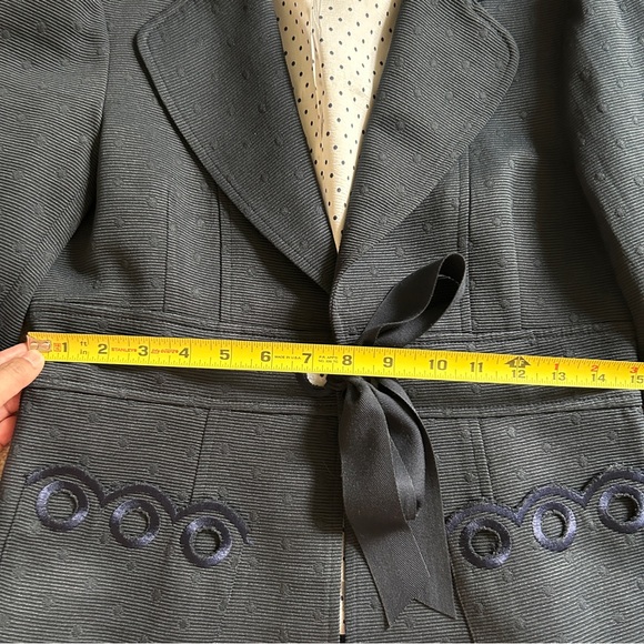 Nanette Lepore Navy Blue Tie Front BlazerJacket Womens 8 - Picture 6 of 9